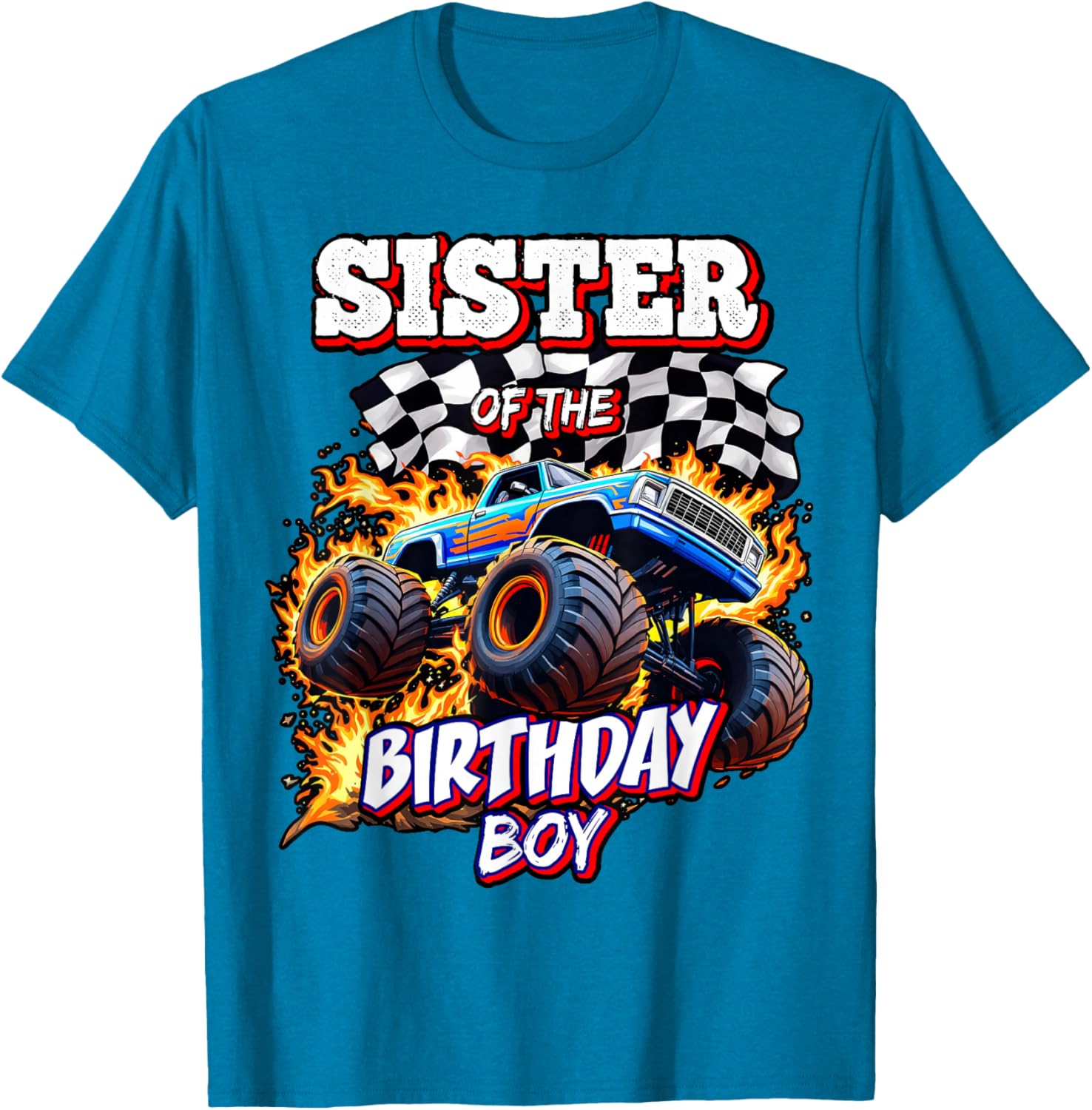 Sister of the Birthday Boy Monster Truck T-Shirt for Fun Celebrations - 18