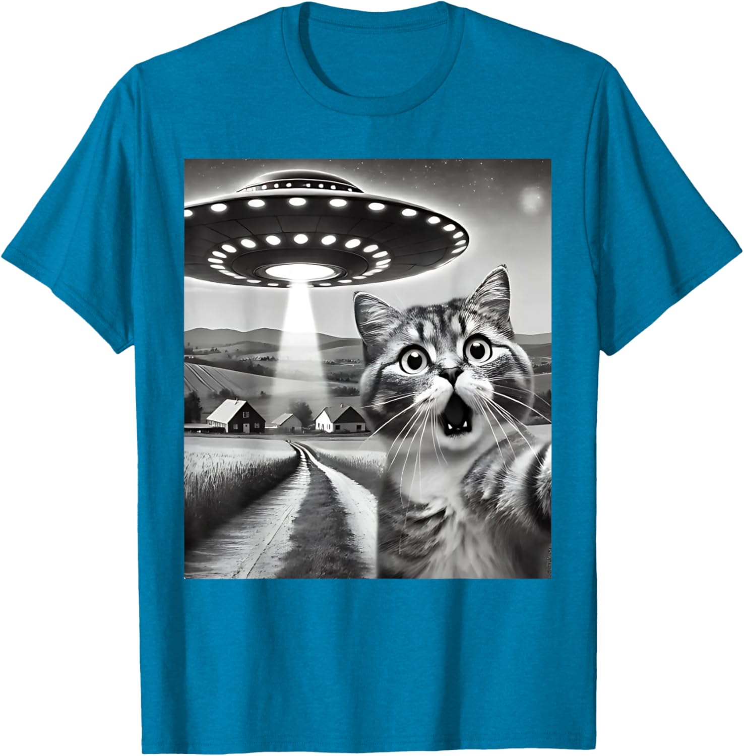 Funny Cat Selfie with Alien UFO T-Shirt for Men, Women, and Kids - 23