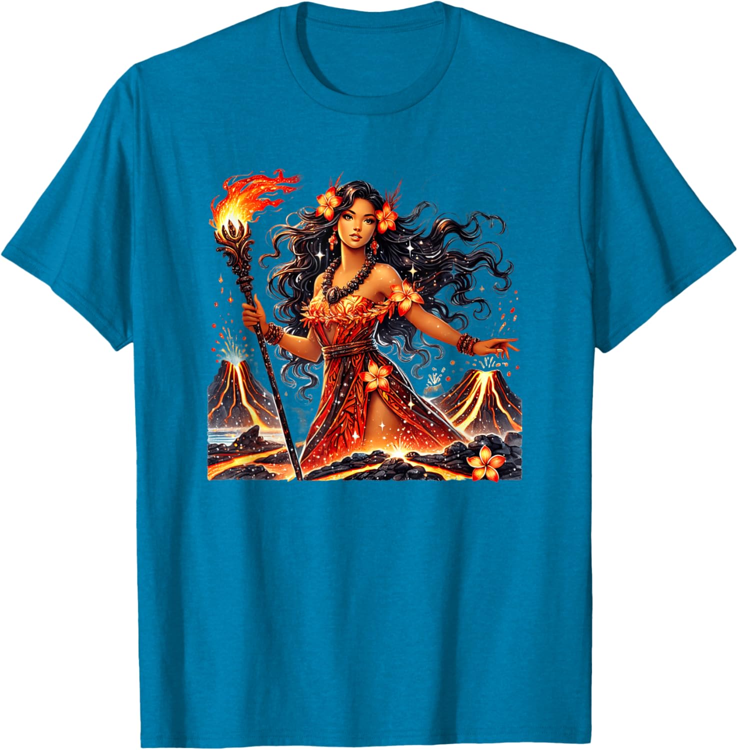 Hawaiian Goddess Pele Fire Transformation T-Shirt for Nature Lovers - 13