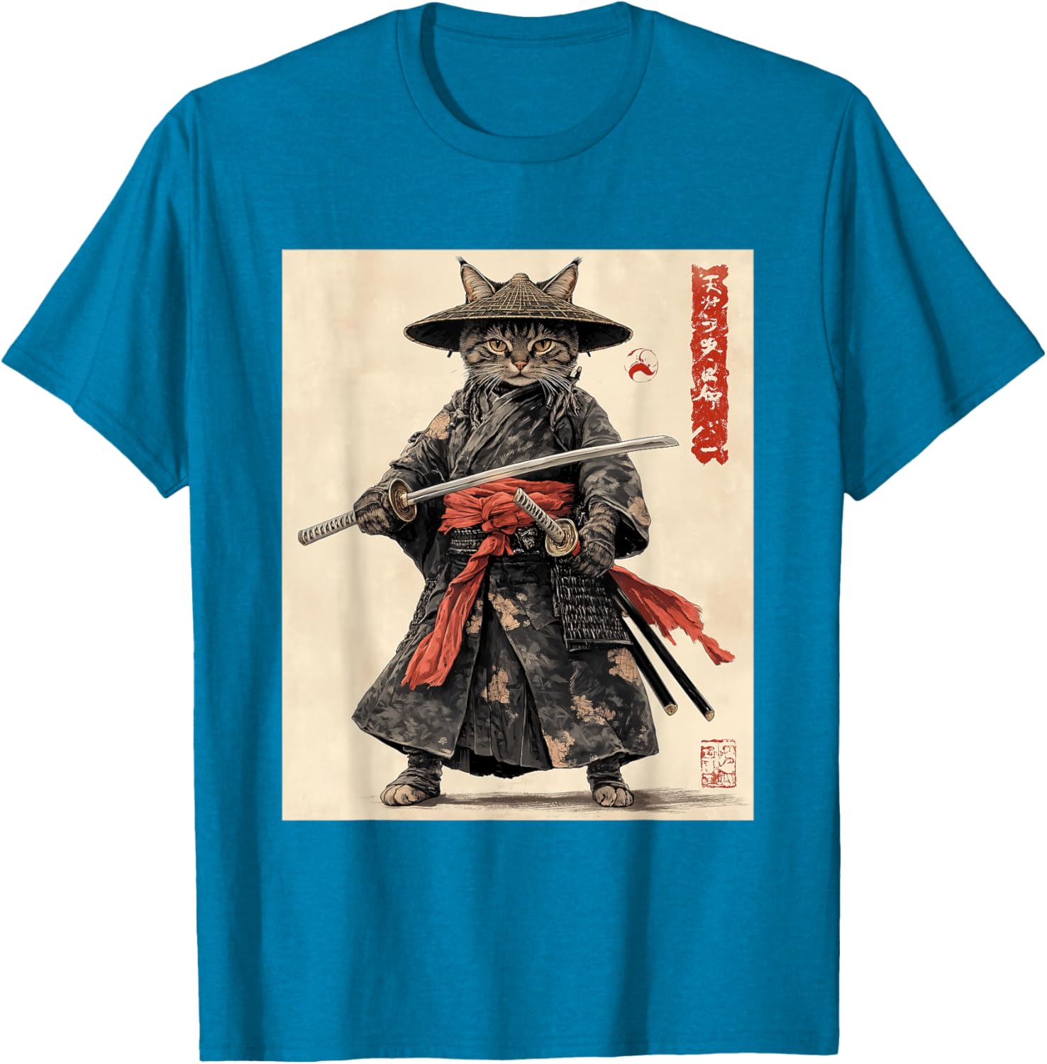 Samurai Cat T-Shirt - Japanese Warrior Graphic Tee for Cat Lovers - 6