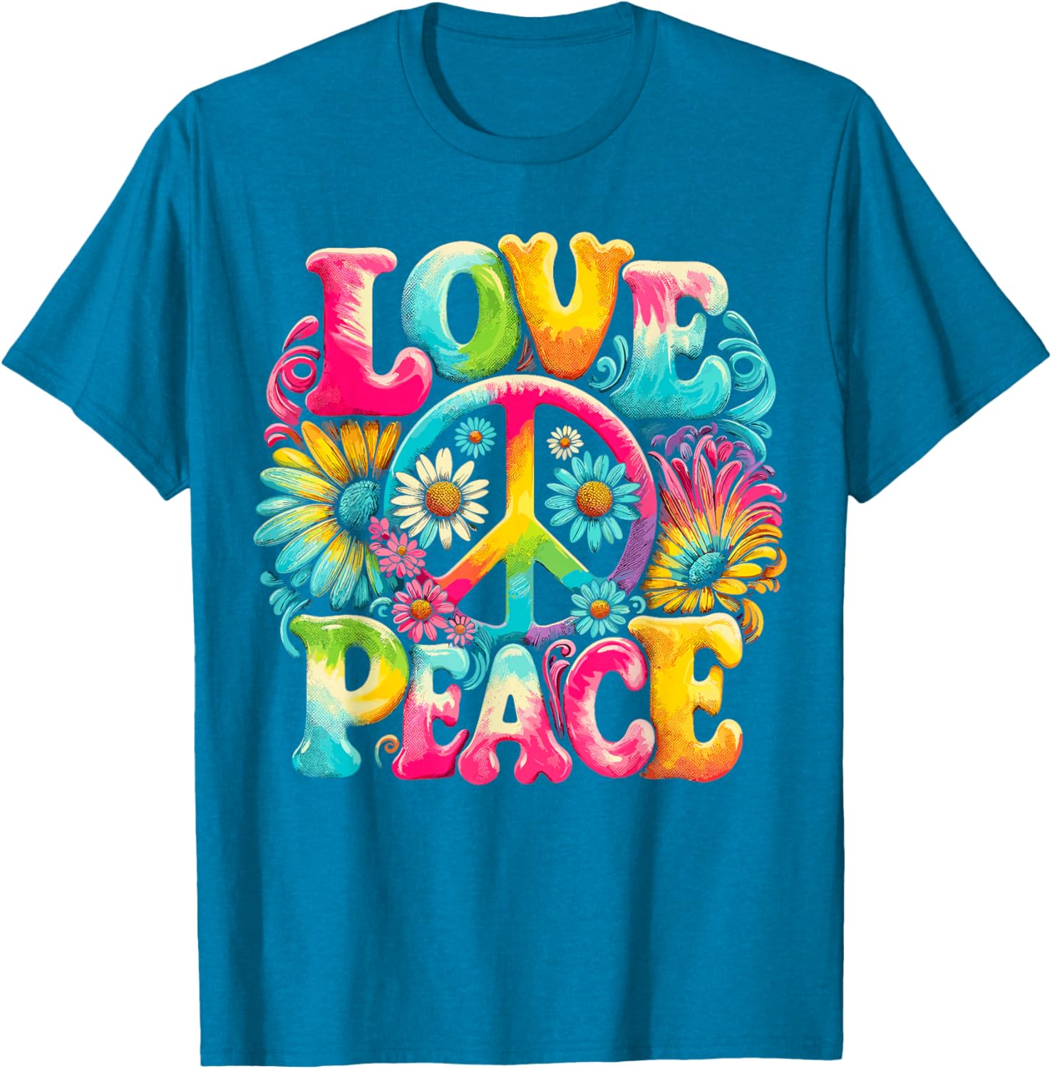 Hippie Tie Dye T-Shirt with Peace Sign and Love Design for Trendy Style - 7