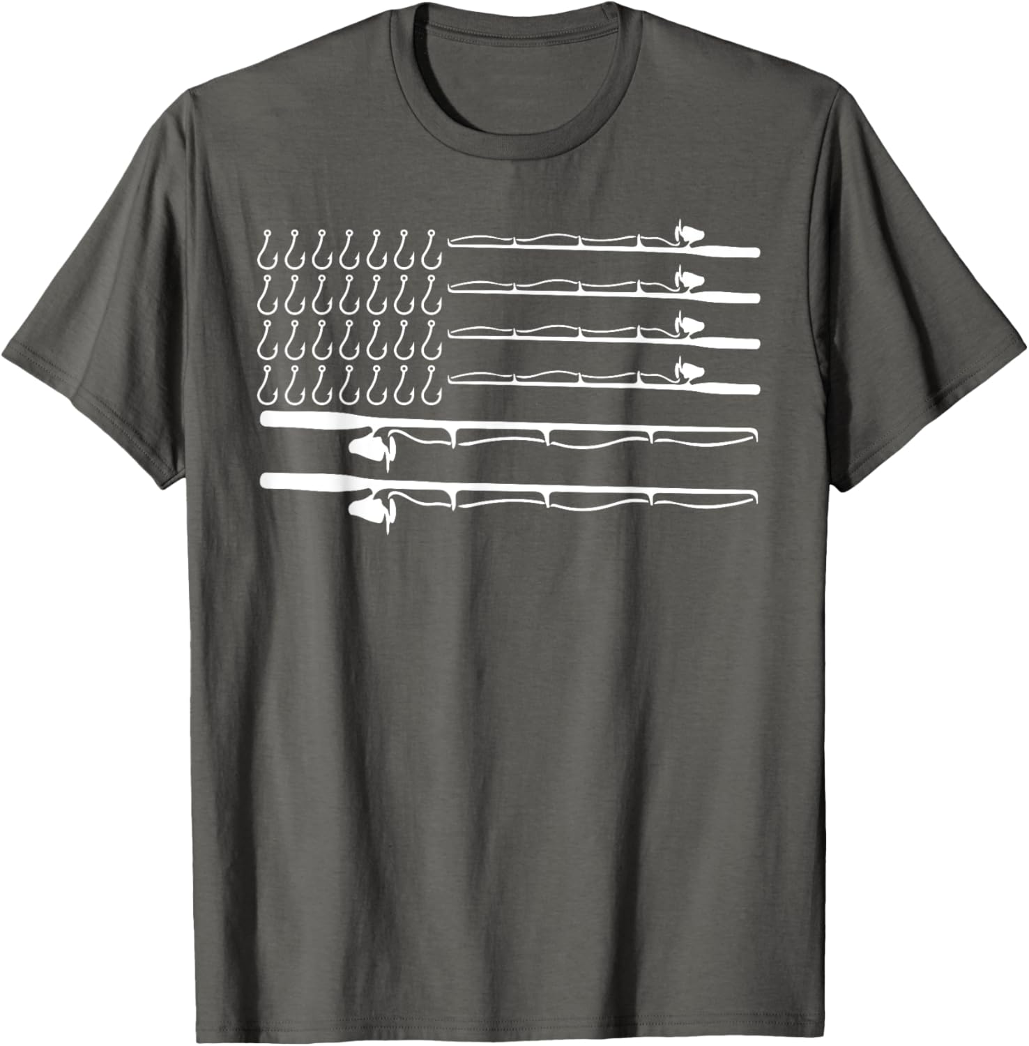 Patriotic Father's Day Fishing Rods USA Flag Graphic T-Shirt for Men - 2