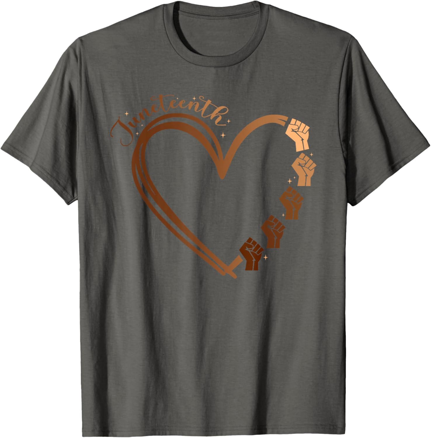 Juneteenth Heart Fist T-Shirt Celebrating Melanin and Black History Month - 3