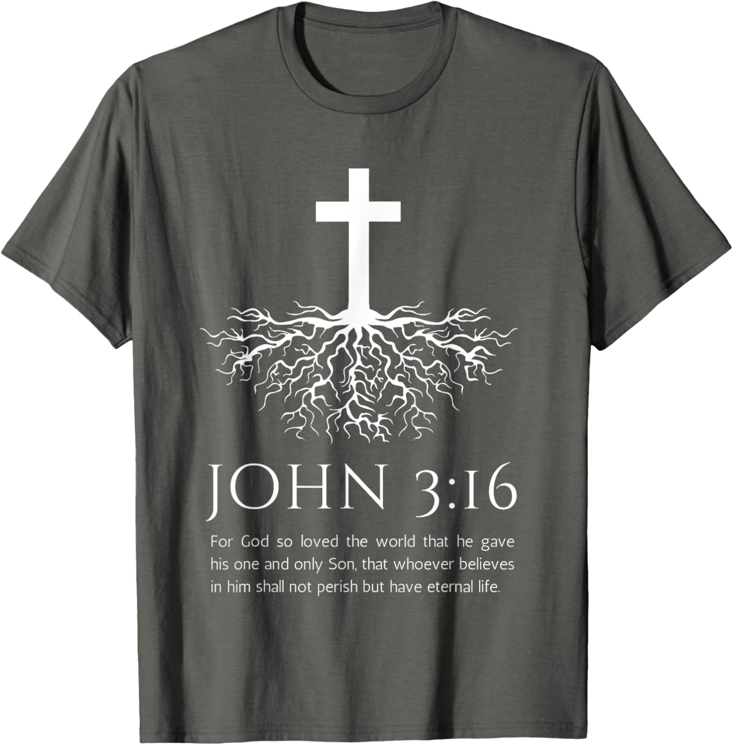John 3:16 Jesus Cross T-Shirt with Tree Design - Christian Faith Apparel - 7