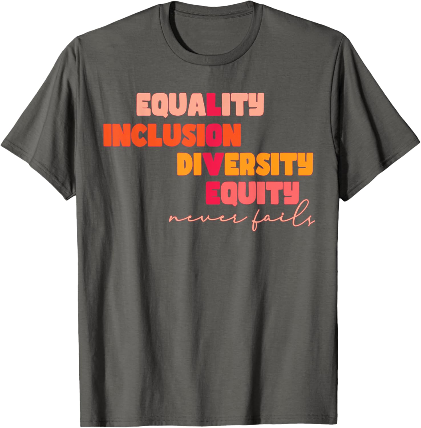 Equality Inclusion Diversity Equity Love Never Fails Teacher T-Shirt - 17