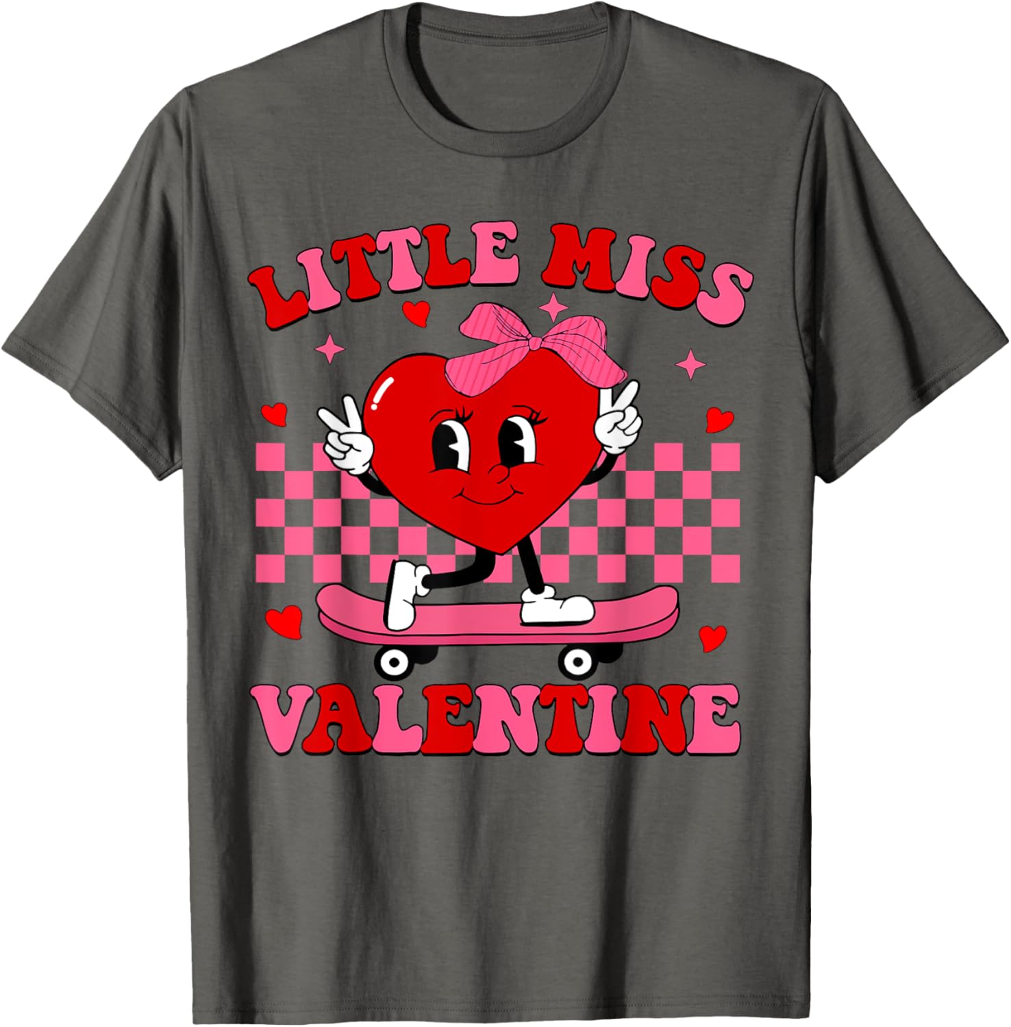 Little Miss Valentine Heart Skateboard T-Shirt for Fun-Loving Women - 19