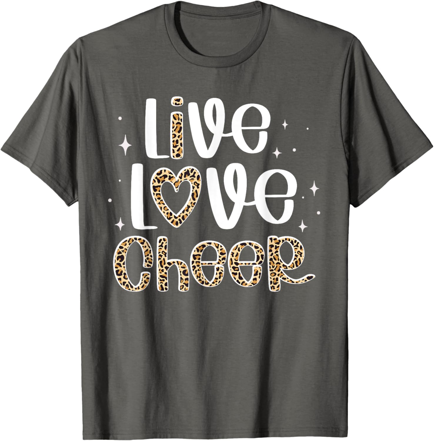 Cheerleader Live Love Cheer Leopard Print T-Shirt for Cheer Fans - 17