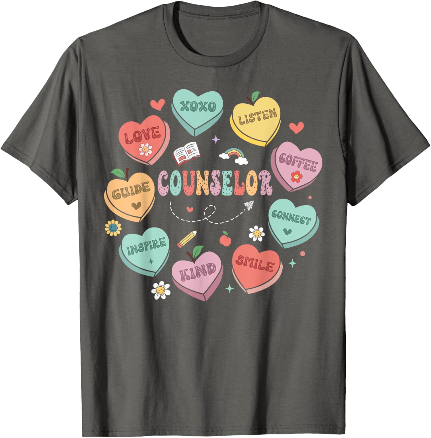 School Counselor Valentine's Day Conversation Hearts T-Shirt for Fun Celebrations - 6