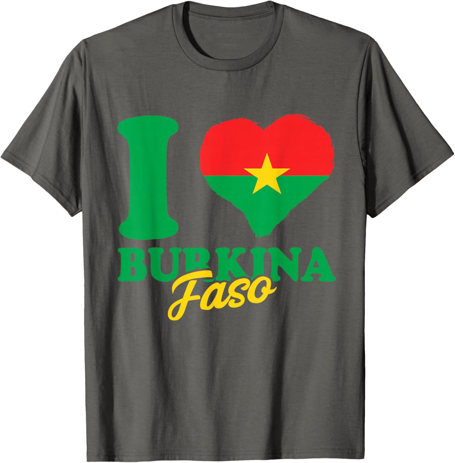 I Love Burkina Faso Heart T-Shirt with Burkina Faso Flag Design - 4