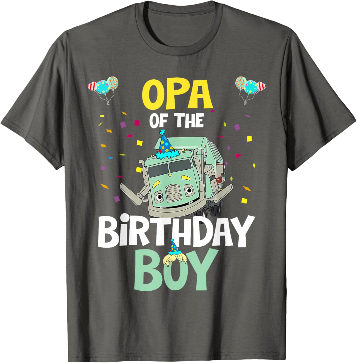 Opa Of The Birthday Boy Garbage Truck Recycling T-Shirt for Kids - 13