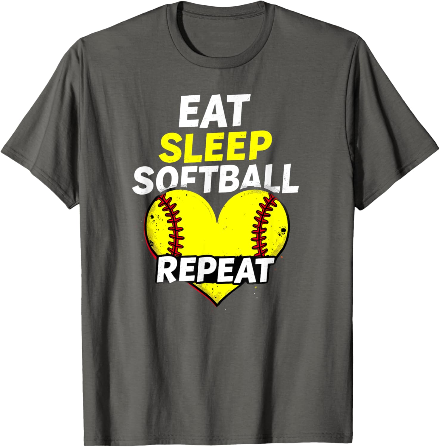 Eat Sleep Softball Repeat Girls T-Shirt Fun Sports Apparel for Fans - 1
