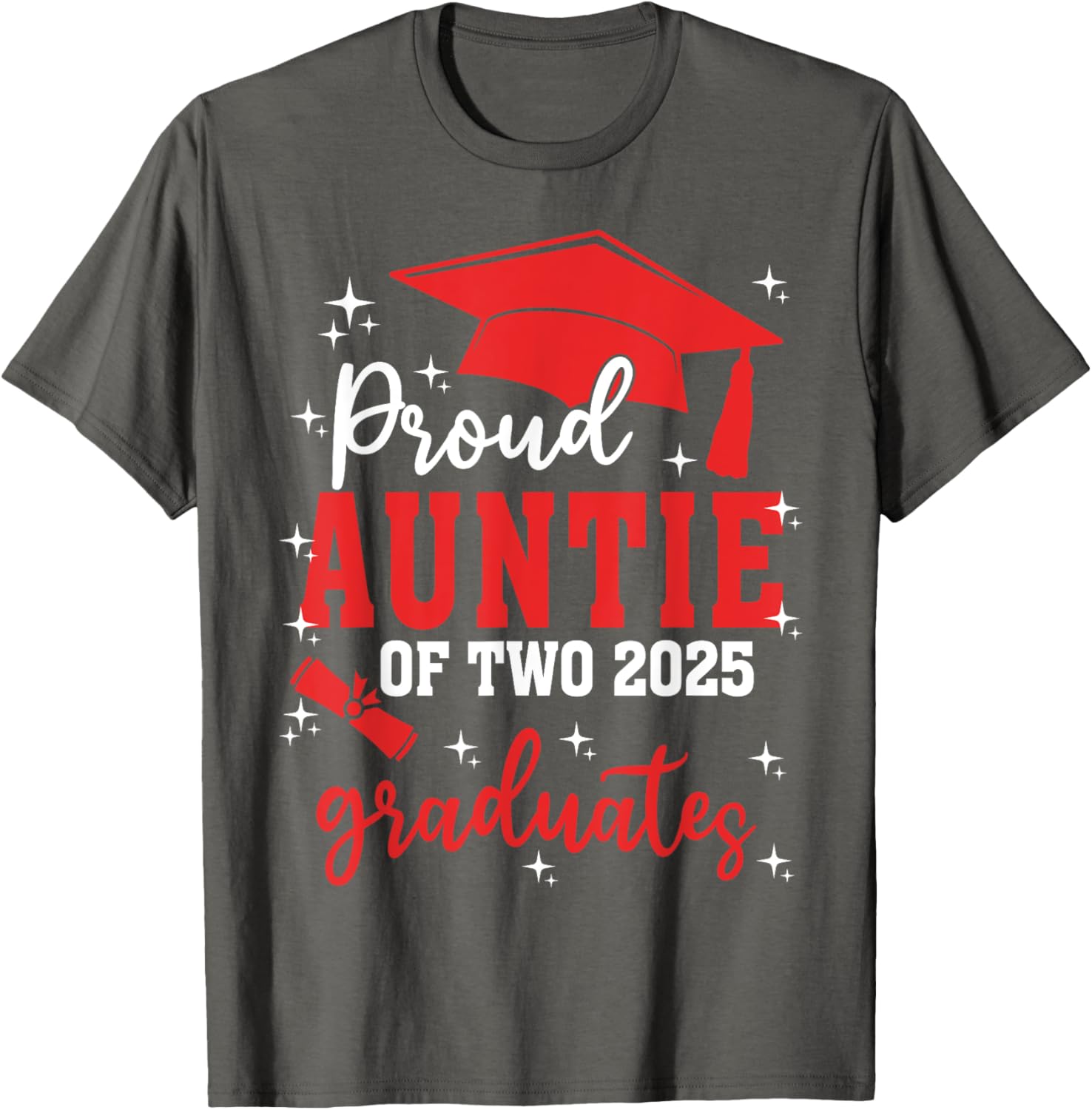 Proud Auntie of Twins Class of 2025 Graduation T-Shirt for Celebrations - 10