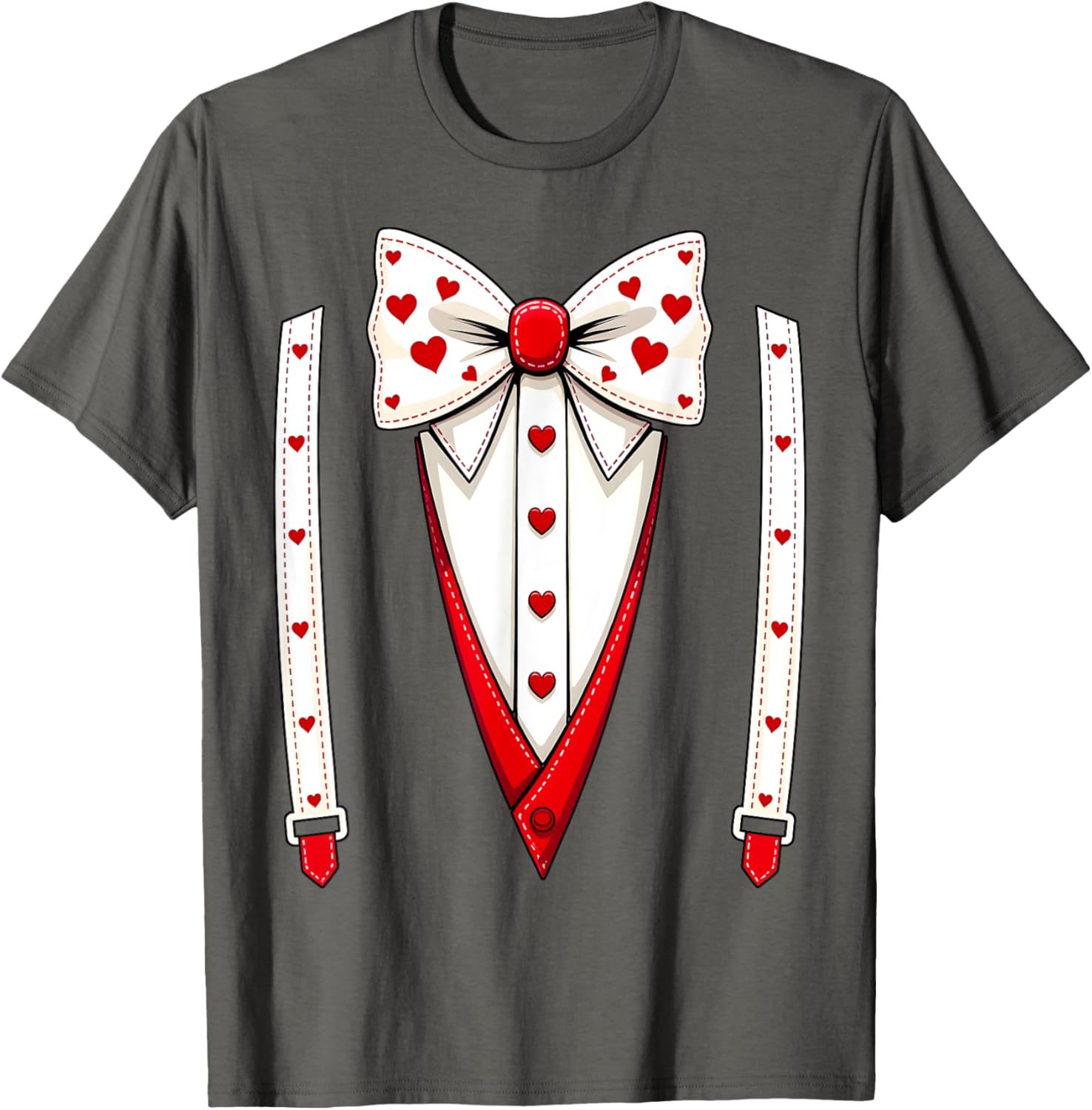 Hearts Bow Tie Suspenders Valentine Costume Kids T-Shirt for Boys - 9