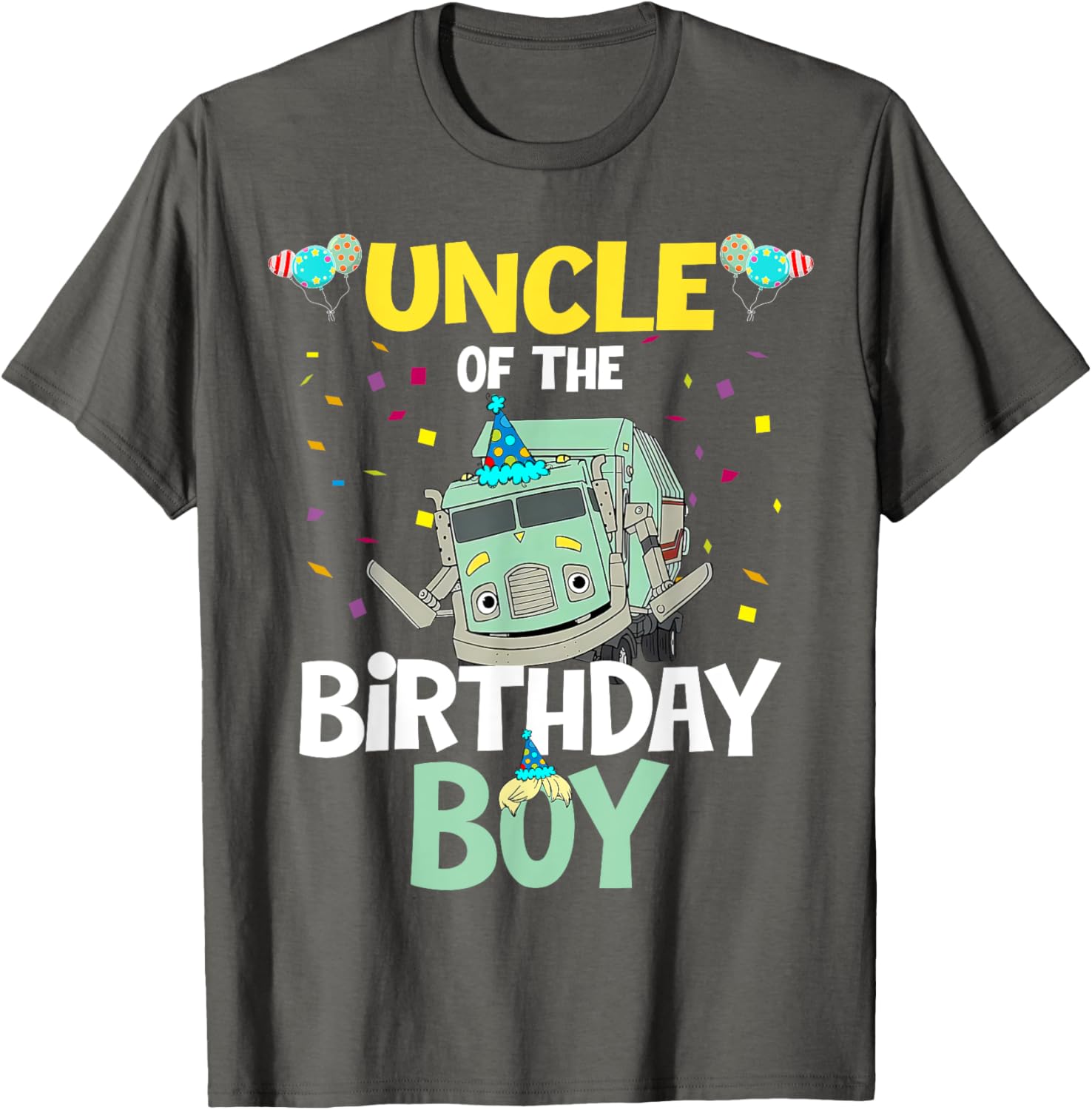Uncle of the Birthday Boy Garbage Truck T-Shirt Fun Recycling Gift - 8