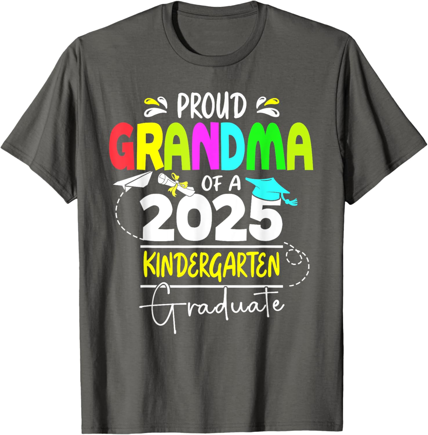 Proud Grandma 2025 Kindergarten Graduate T-Shirt for Celebrating Success - 5