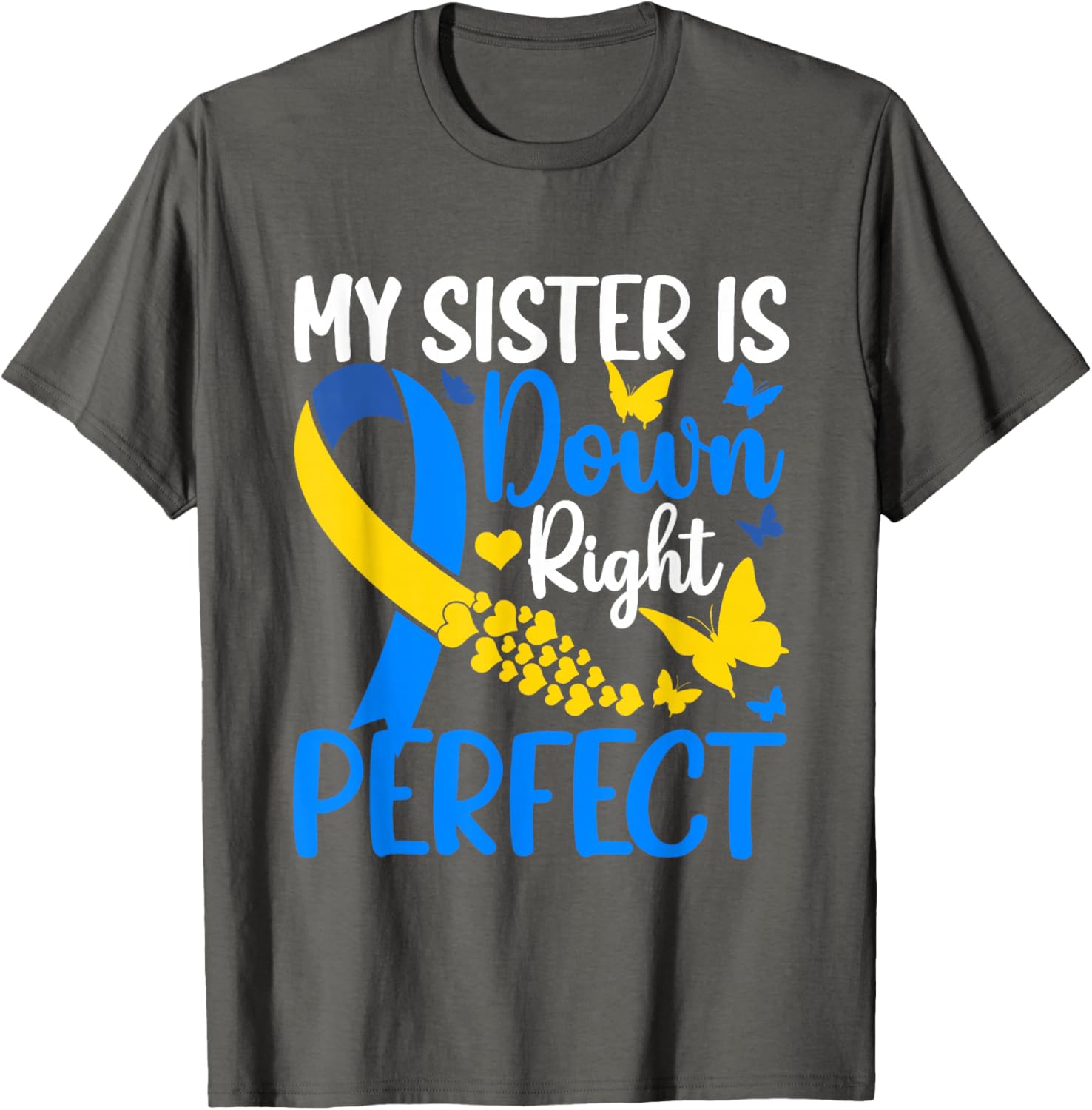 Sister Down Syndrome Awareness Butterfly T-Shirt for Supportive Siblings - 6