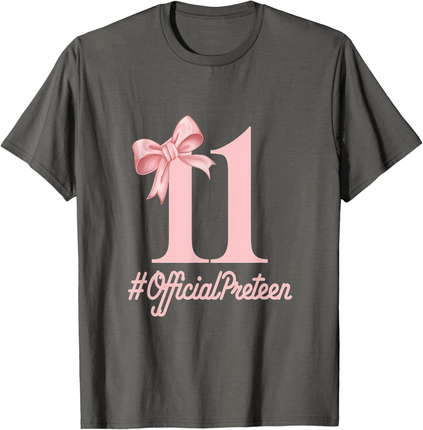 Stylish Pink Coquette Bow T-Shirt for 11 Year Old Birthday Girls - 1