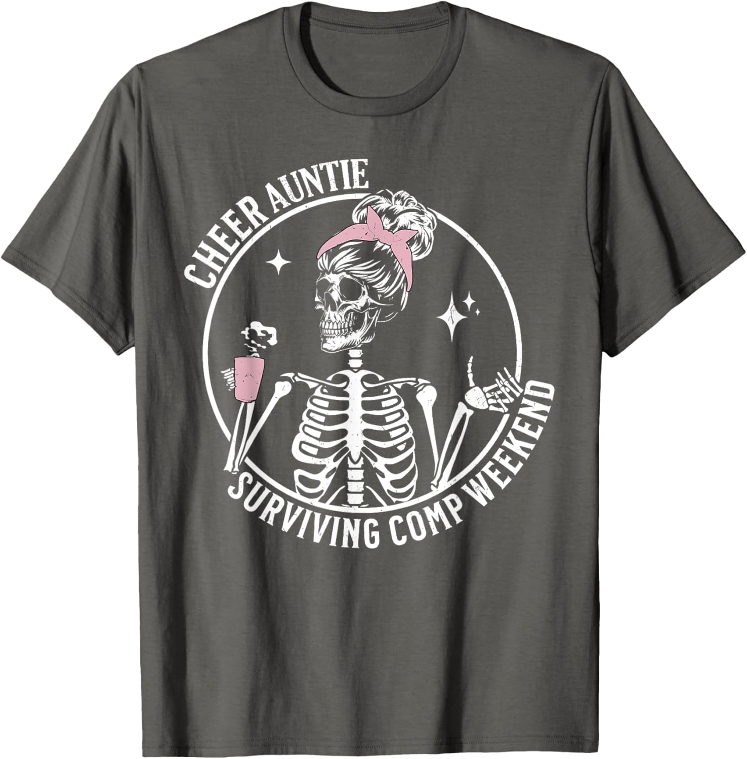 Skeleton Coffee Cheer Auntie T-Shirt for Weekend Fun and Style - 5