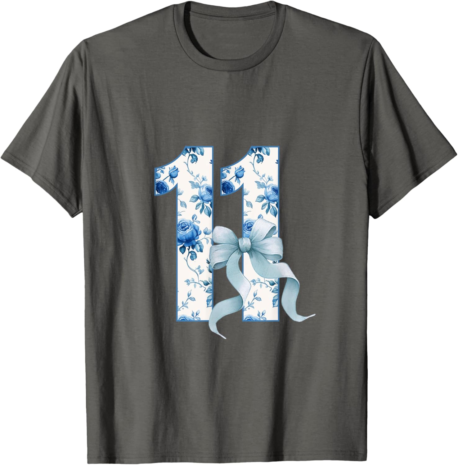 Adorable Birthday Girl Coquette Blue Bow T-Shirt for 11th Birthday Celebrations - 9