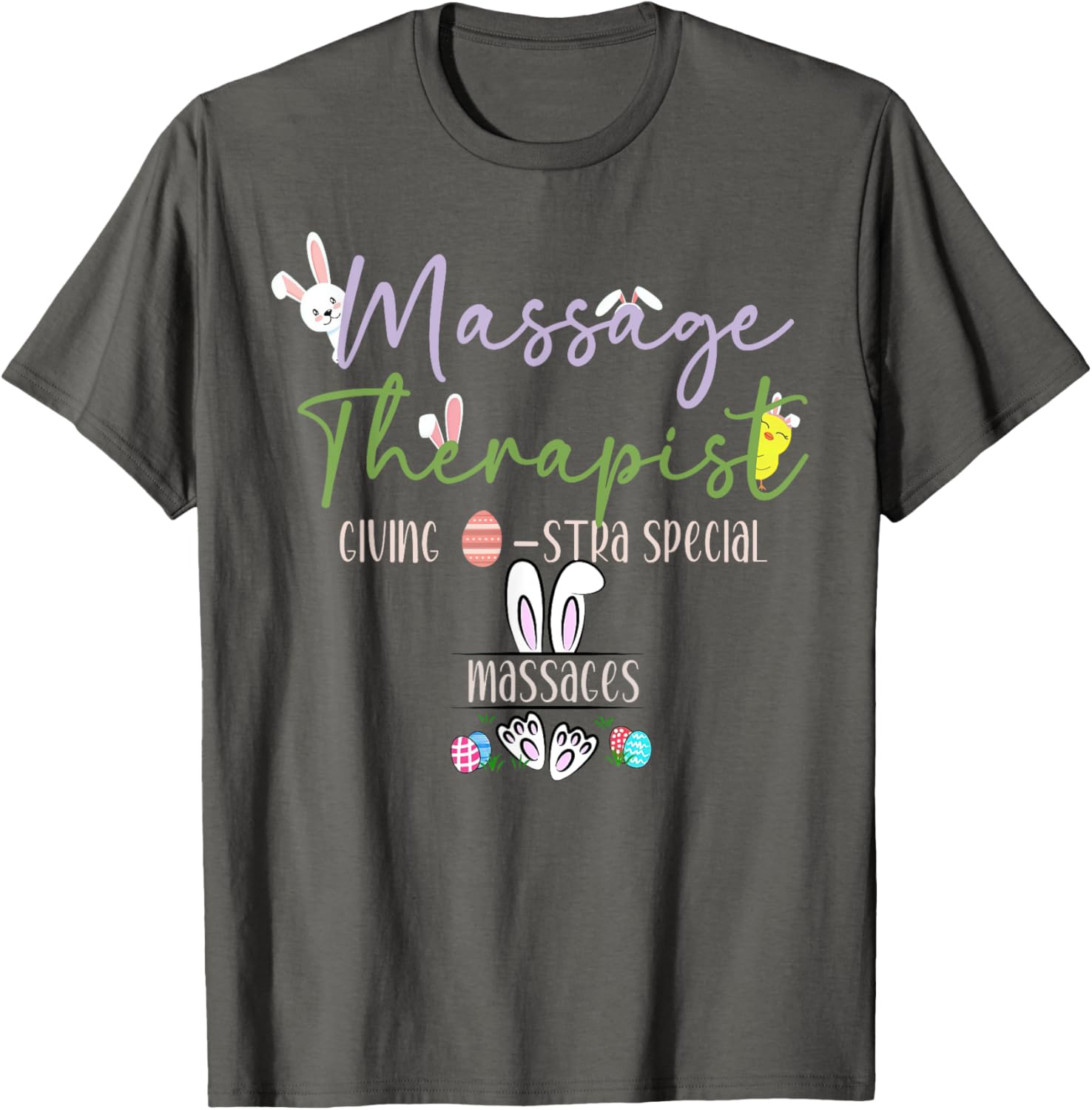 Cute Easter Bunny Massage Therapist T-Shirt for LMTs and Masseuses - 4