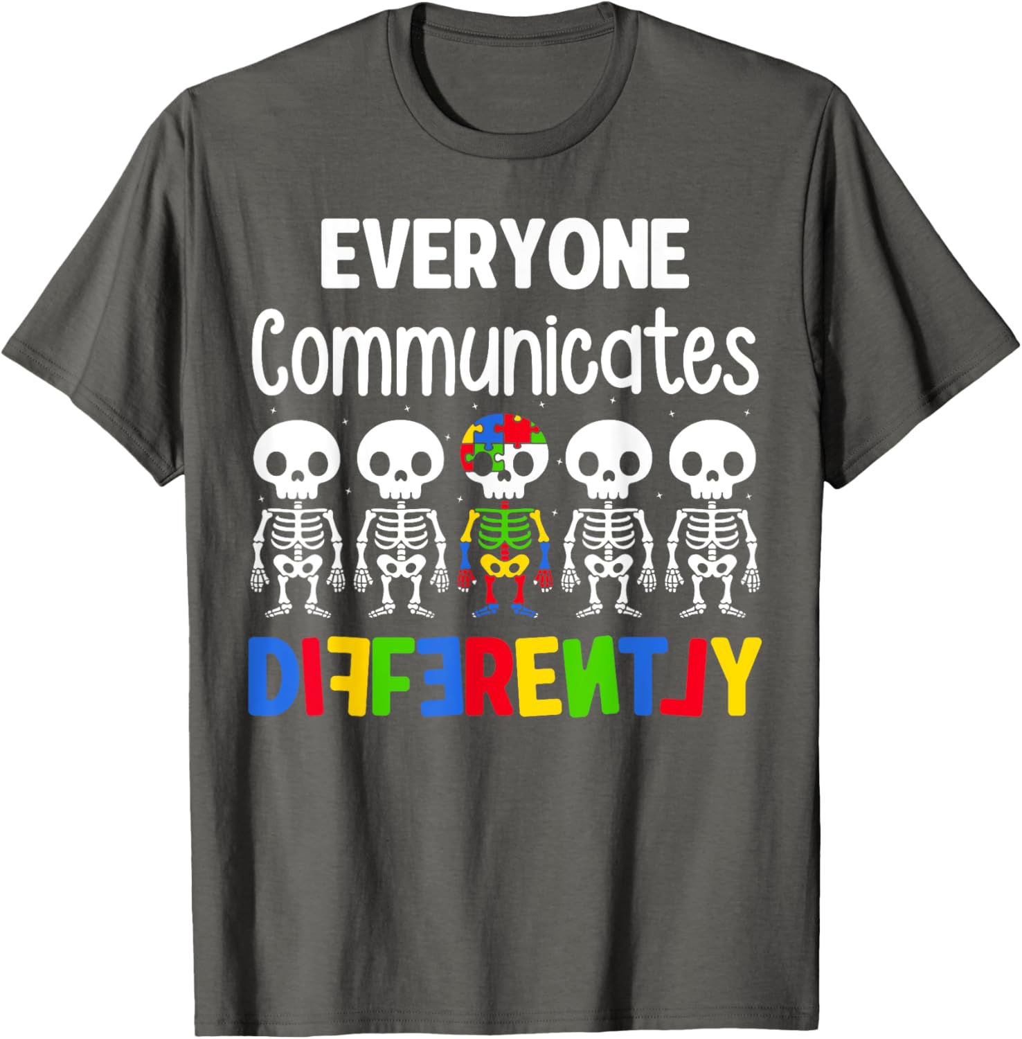 Everyone Communicates Differently Autism T-Shirt for Kids Fun and Inclusive - 7