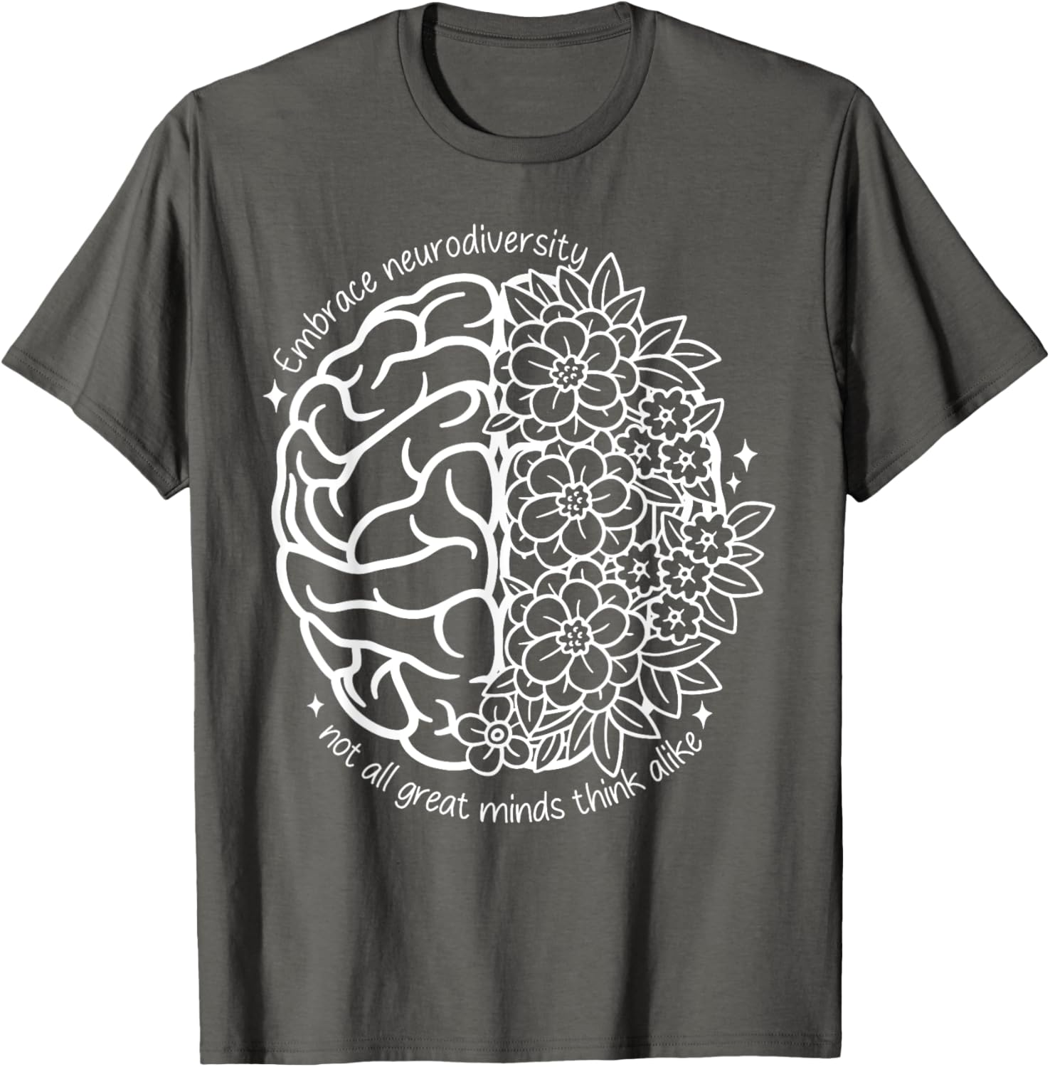 Embrace Neurodiversity Autism Awareness Brain Flower Support T-Shirt - 12