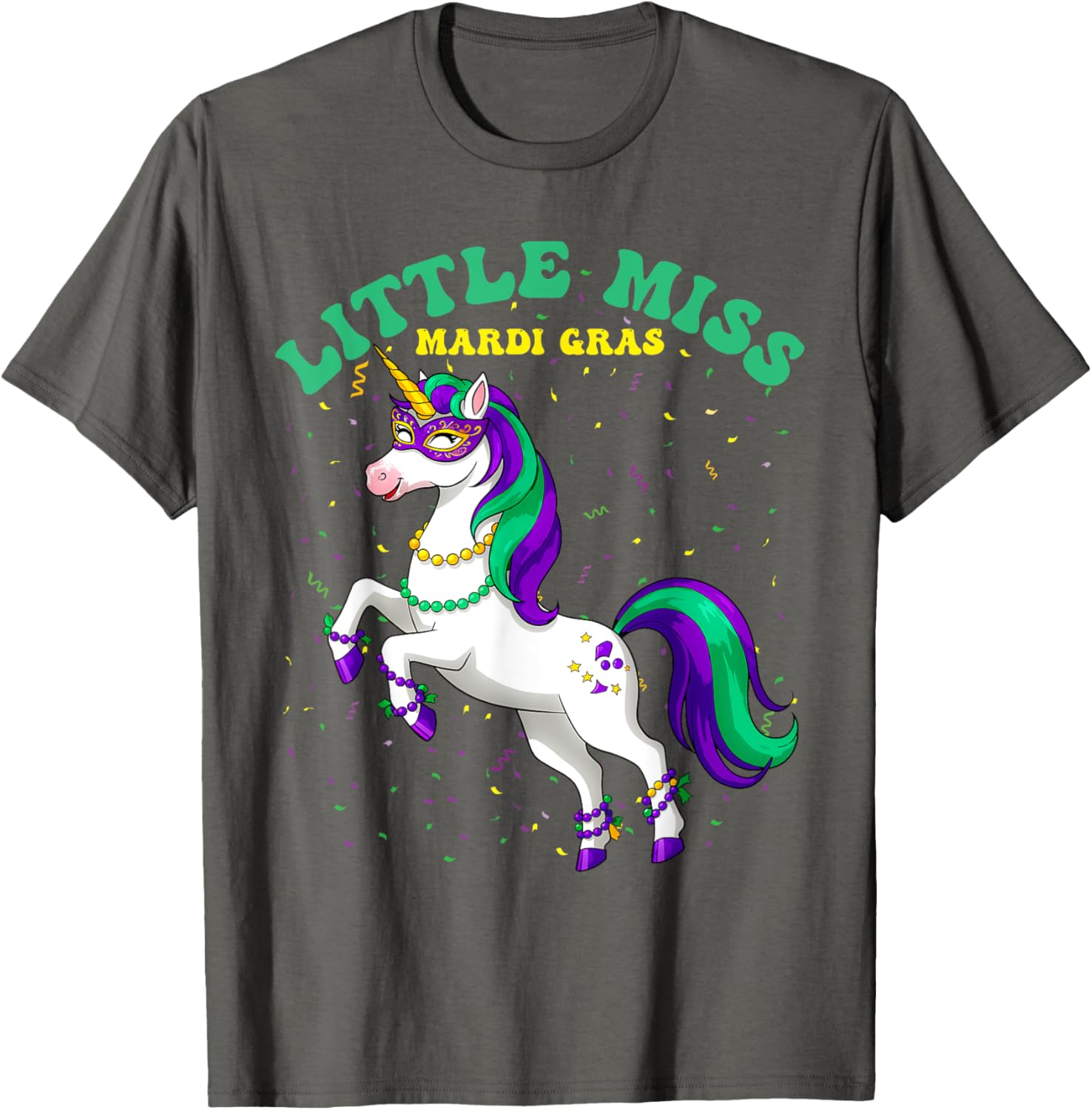 Little Miss Mardi Gras Unicorn T-Shirt for Women and Girls - 3