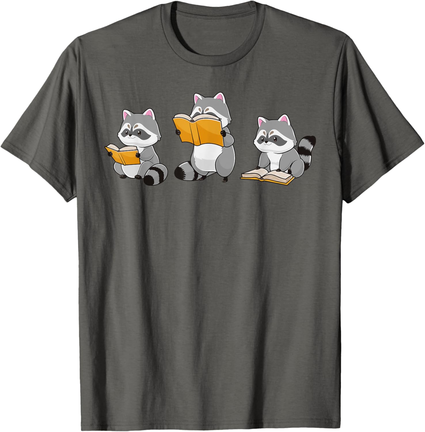 Cute Raccoon Reading Books T-Shirt for Book Lovers and Bookworms - 11