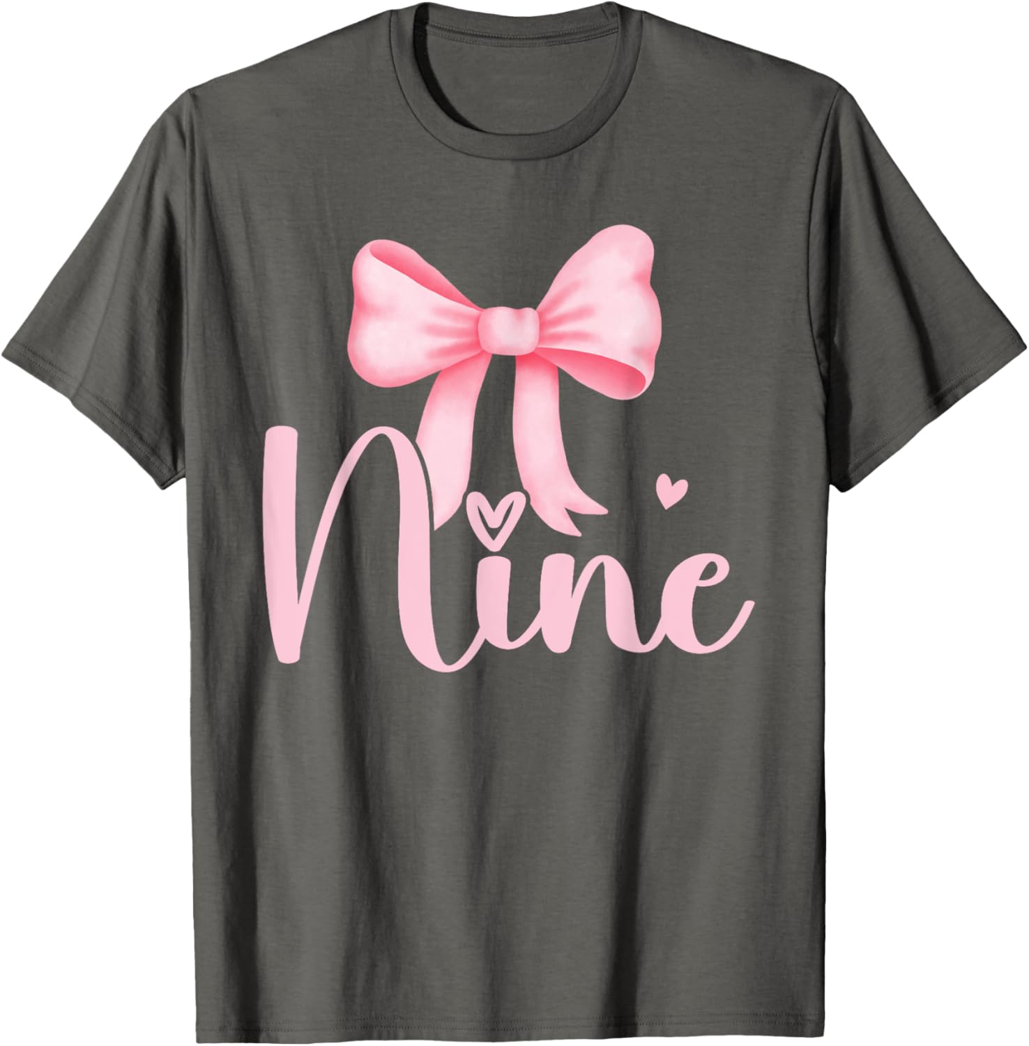 Adorable Birthday Girl Pink Coquette Bow T-Shirt for 9 Year Olds - 13