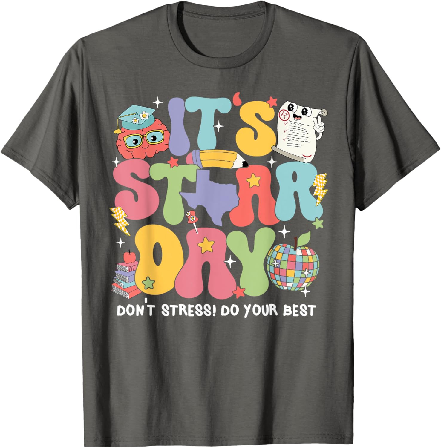 Test Day Groovy STaAR Day Don't Stress T-Shirt for Students - 15