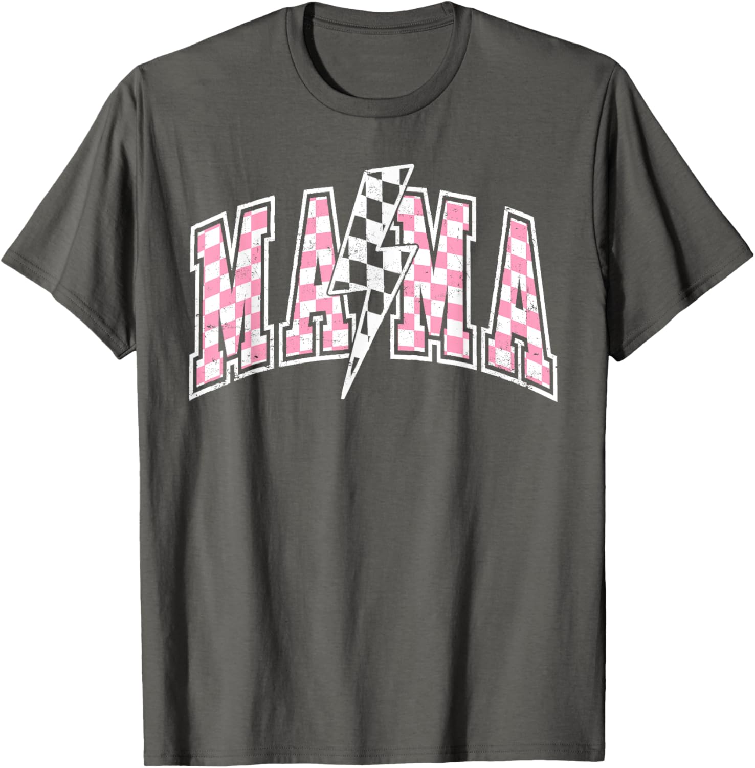 Mama Lightning Bolt Checkered Mom T-Shirt for Stylish Moms - 14