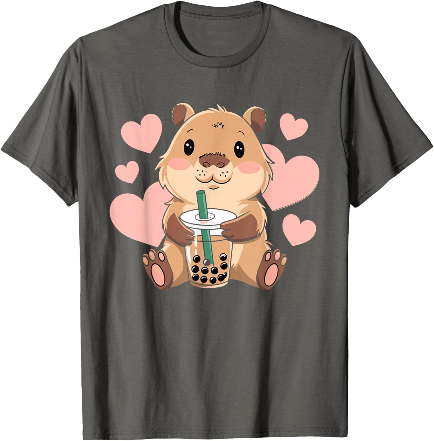 Cute Capybara Boba Tea T-Shirt for Women, Teens, and Kids - 14