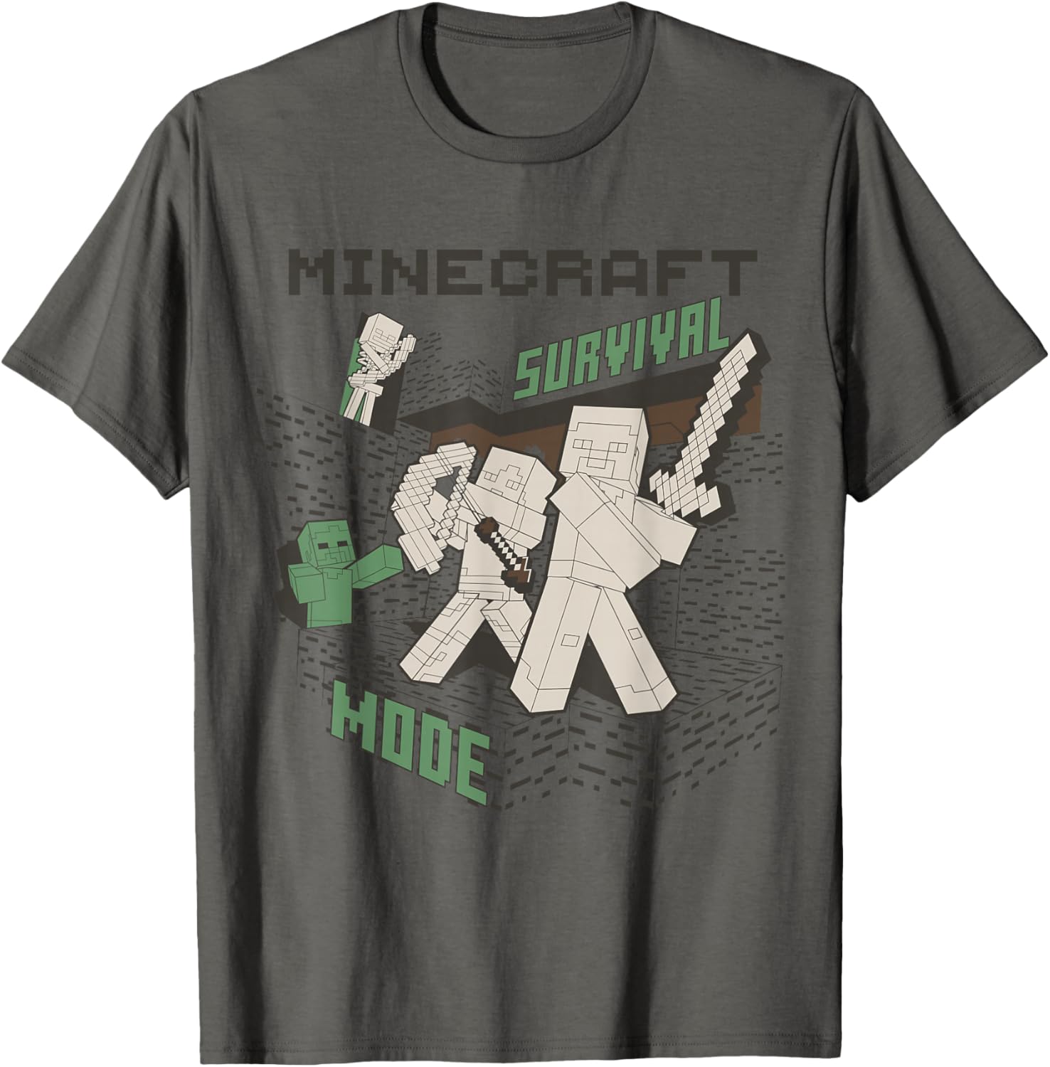 Minecraft Survival Mode Action Pose Scene T-Shirt for Gamers - 4