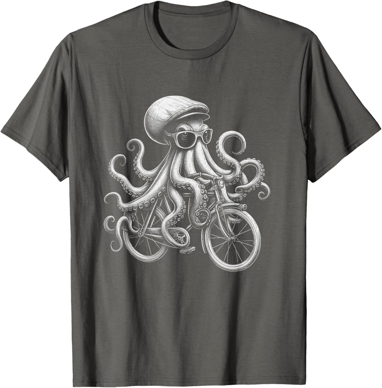 Cool Octopus Riding Bicycle T-Shirt Fun and Unique Graphic Tee for Everyone - 8