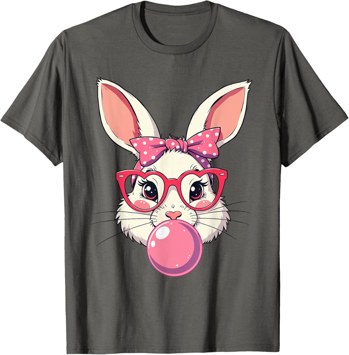 Cute Bunny Face Bow T-Shirt for Easter Fun - Kids and Adults Available - 21