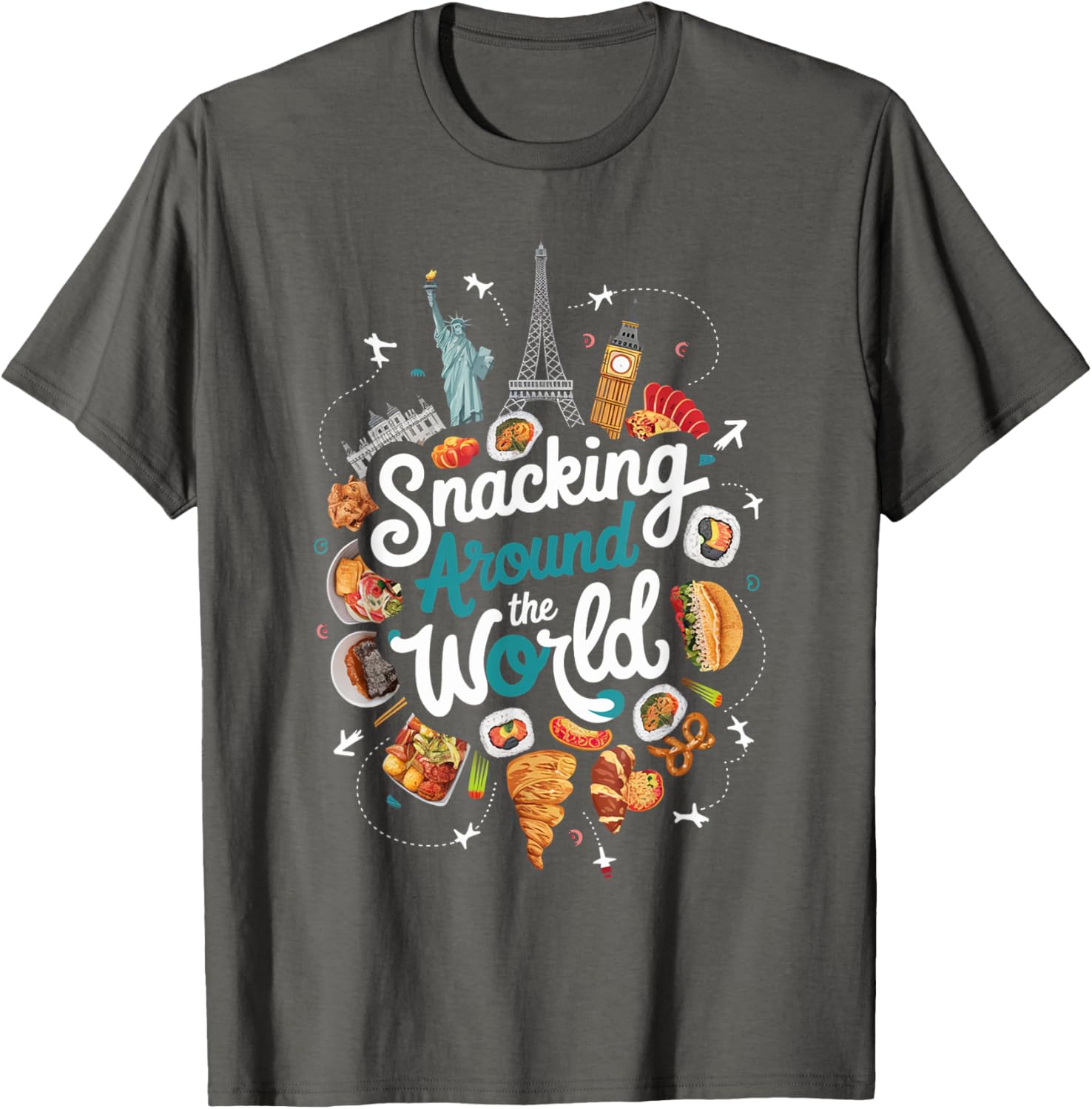 Snacking Around The World T-Shirt for Food Lovers in Travel Style - 3