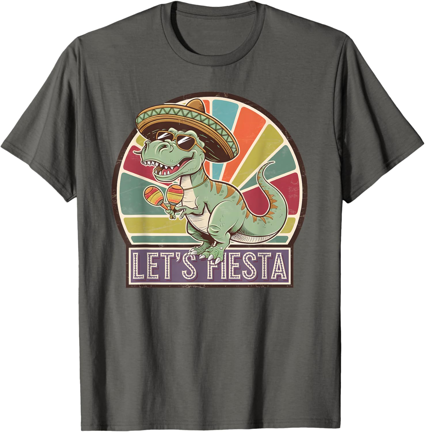 Lets Fiesta Mexican Dino T-Rex Cinco de Mayo Toddler Boys T-Shirt - 4