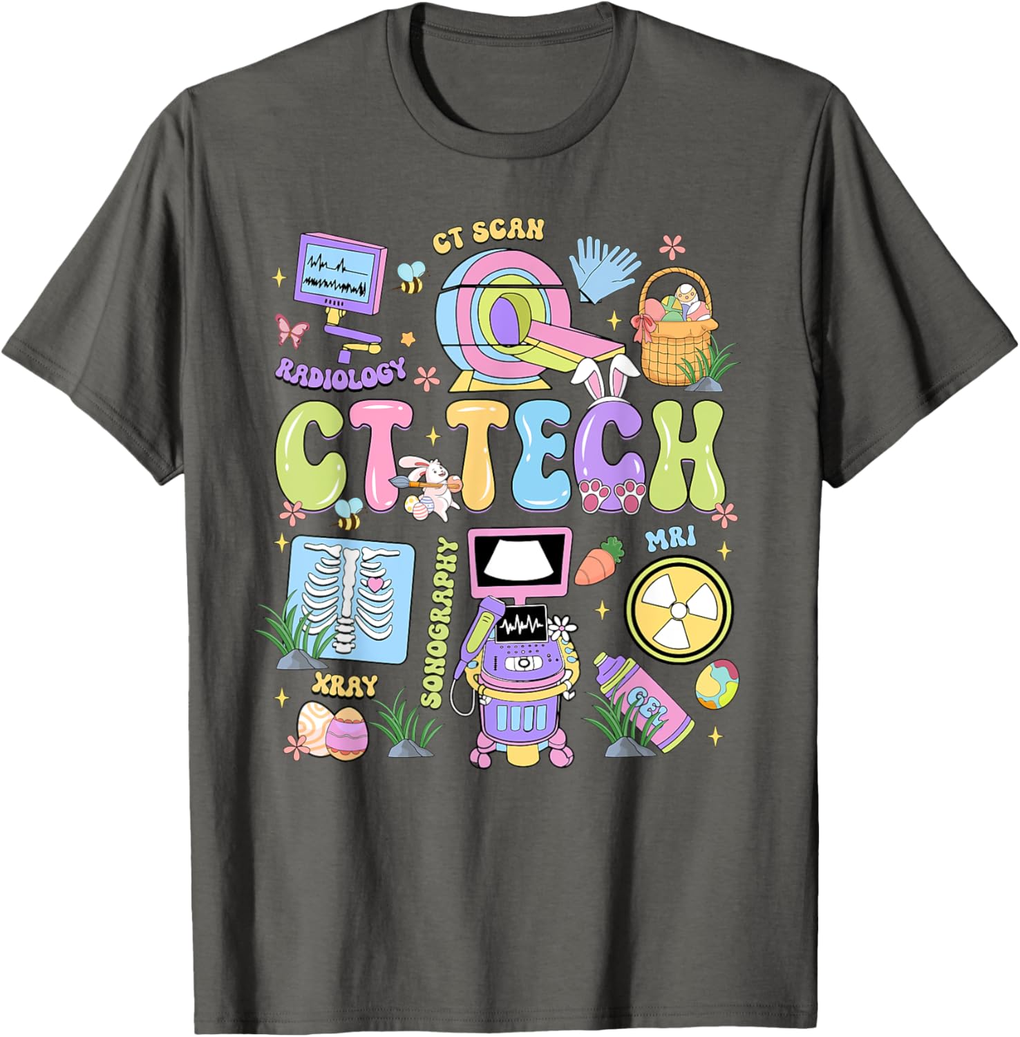 Happy Easter Day Hoppy CT Scan Tech T-Shirt for Radiology Professionals - 13