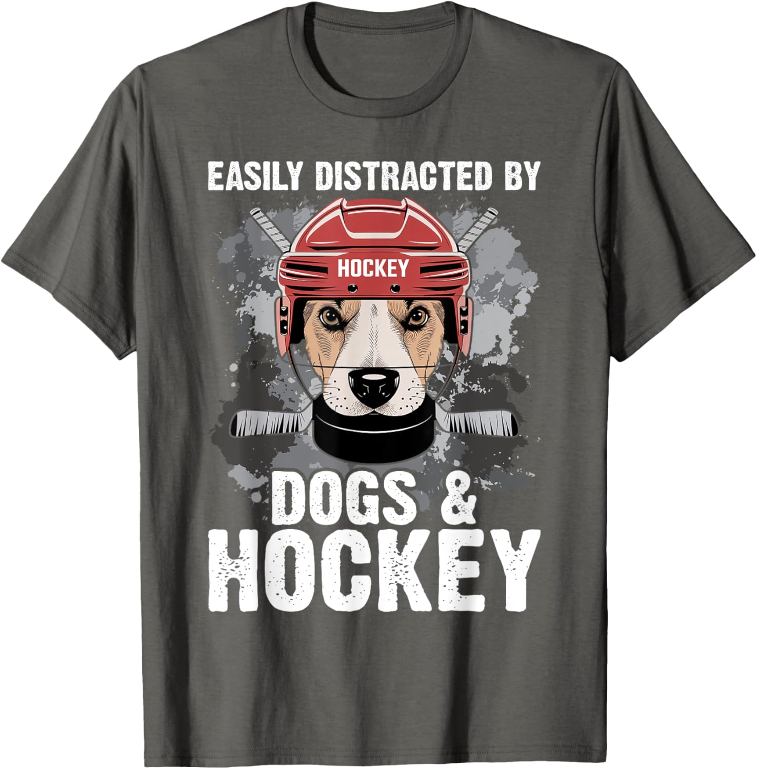 Funny Easily Distracted by Dogs and Hockey T-Shirt for All Ages - 6