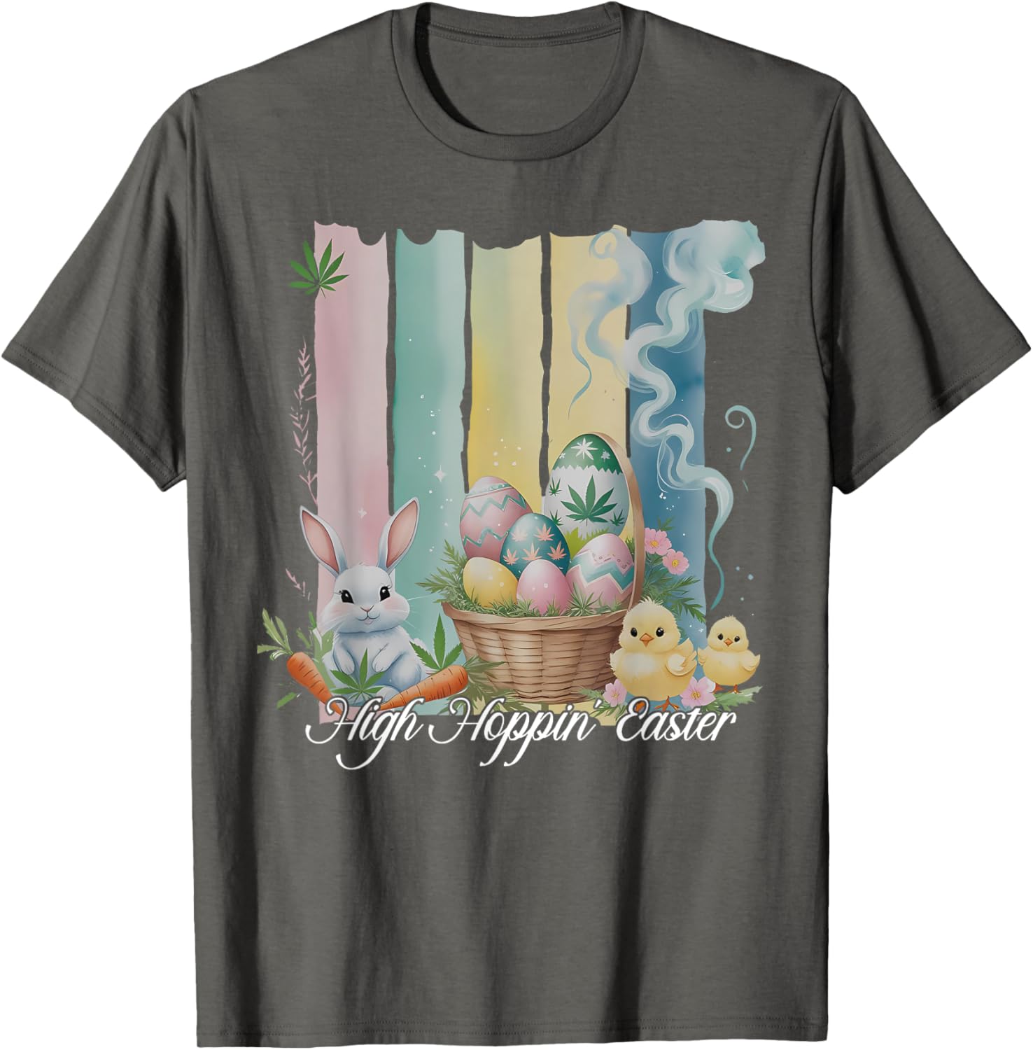 Easter Bunny Eggs Flower Cannabis Weed Stoner T-Shirt for Fun Loving Fans - 3
