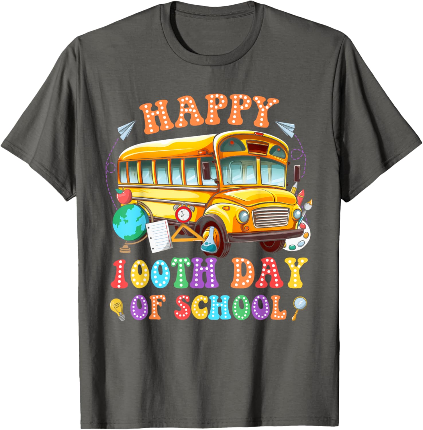Happy 100th Day School Bus Driver Kids T-Shirt Fun School Celebration - 12