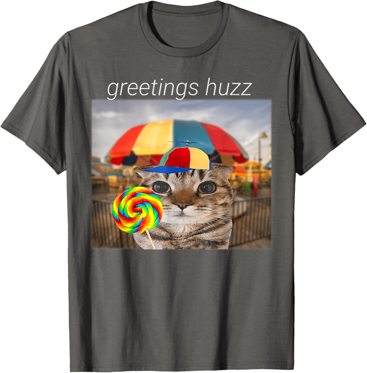 Funny Cat Huzz Meme T-Shirt for Men and Women - Cute Lollipop Design - 11