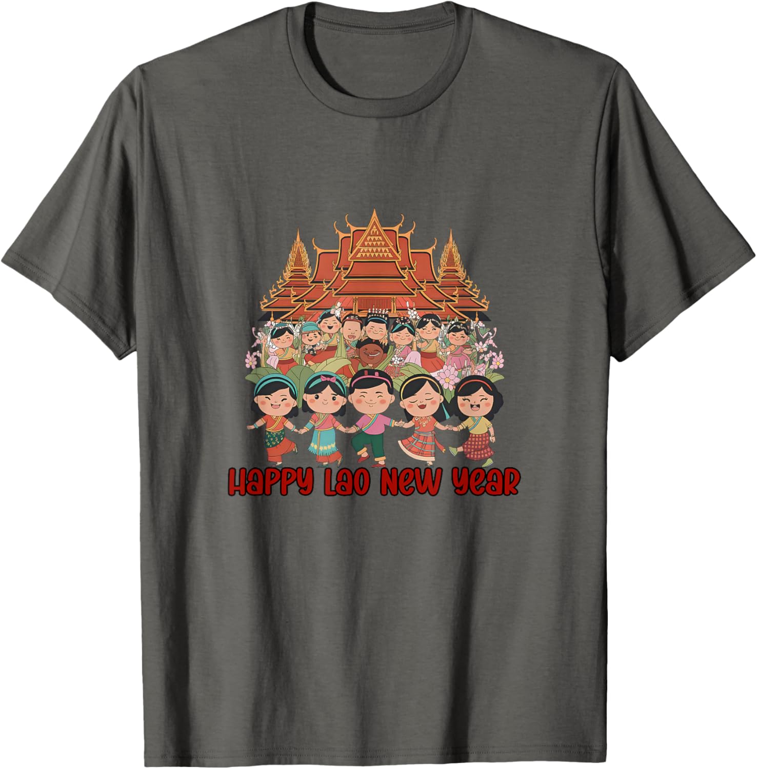 Laos Happy Lao New Year Temple T-Shirt for Celebrating Pi Mai Festival - 10