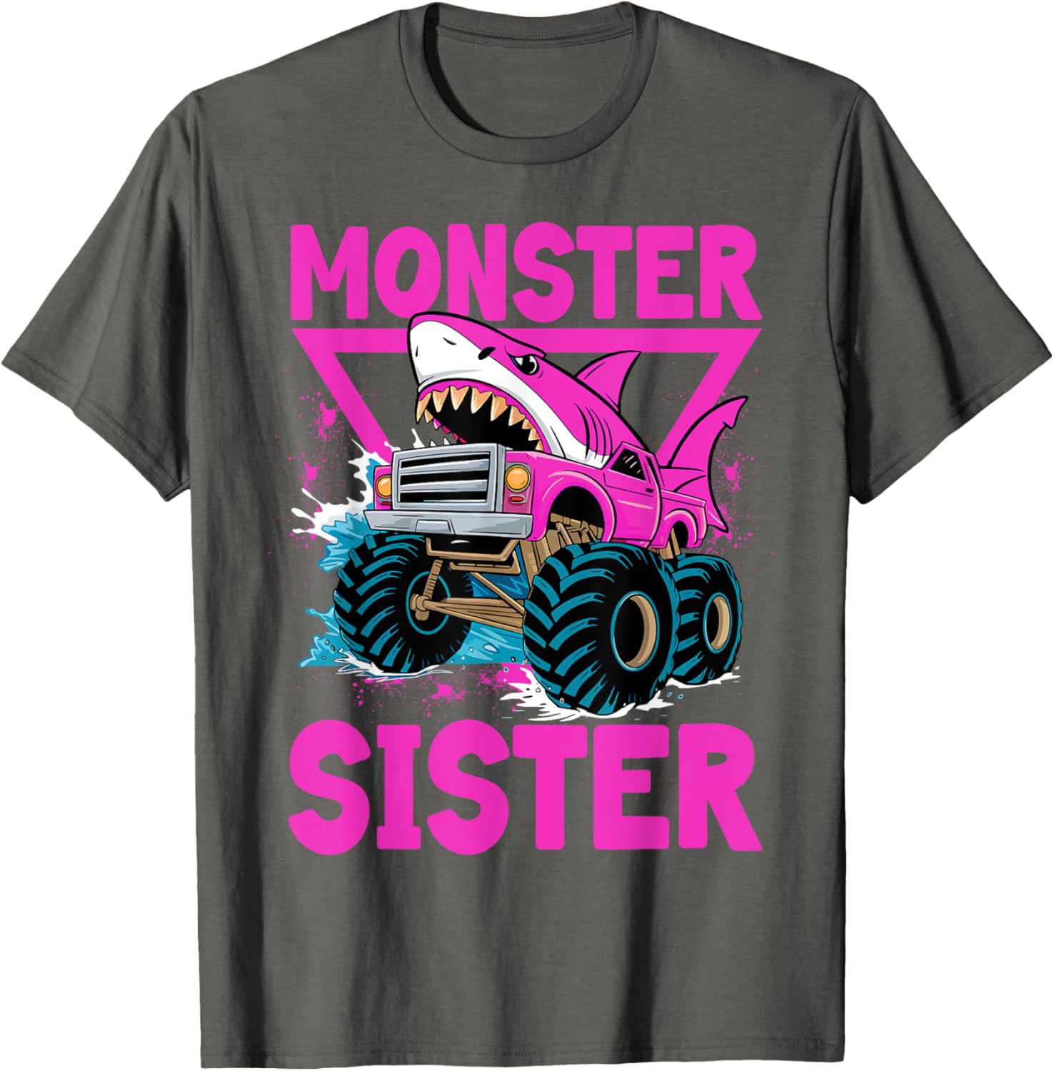 Pink Shark Monster Truck T-Shirt for Girls - Fun Sister Jam Shirt - 3