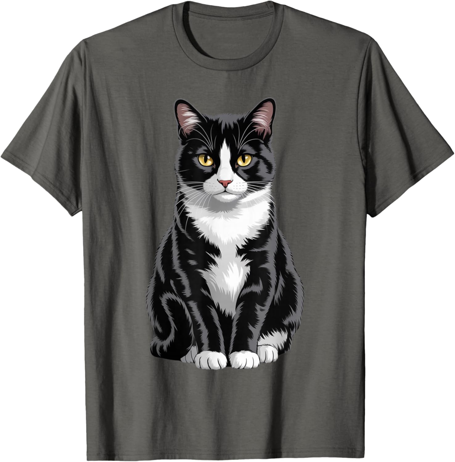 Majestic Tuxedo Cat Art T-Shirt for Cat Lovers - Unisex Kids and Adults - 22