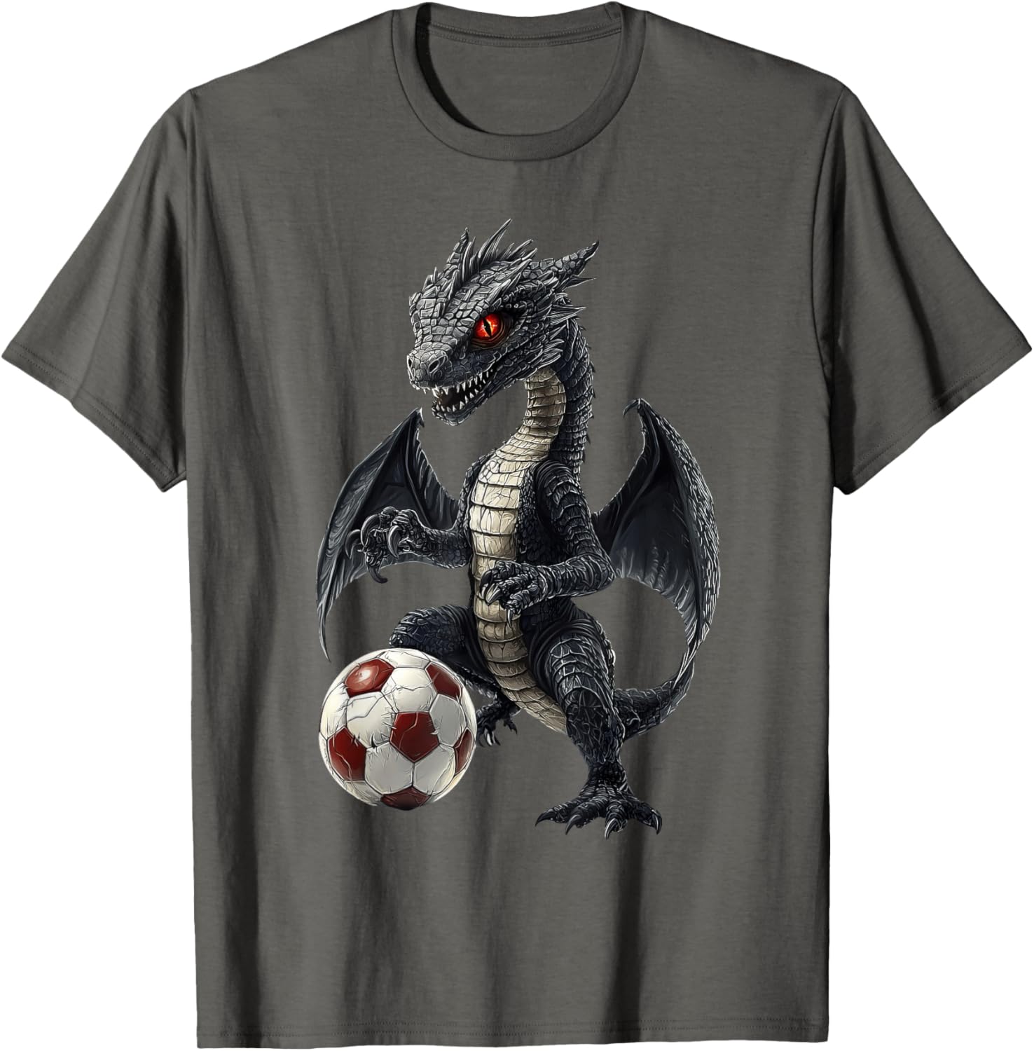 Fun Dragon Playing Soccer T-Shirt for Kids and Adults - Cute Sports Tee - 5