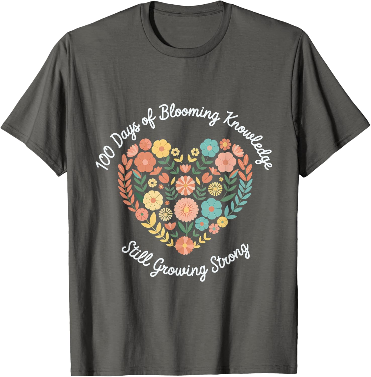 Boho Flowers 100th Day of School Teacher T-Shirt for Classroom Fun - 13