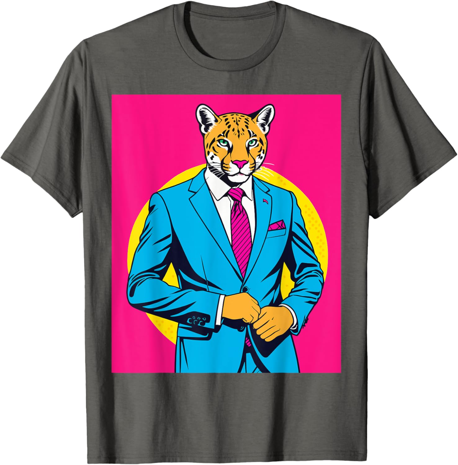 Pop Art Puma in Business Suit T-Shirt for Stylish Animal Lovers - 24