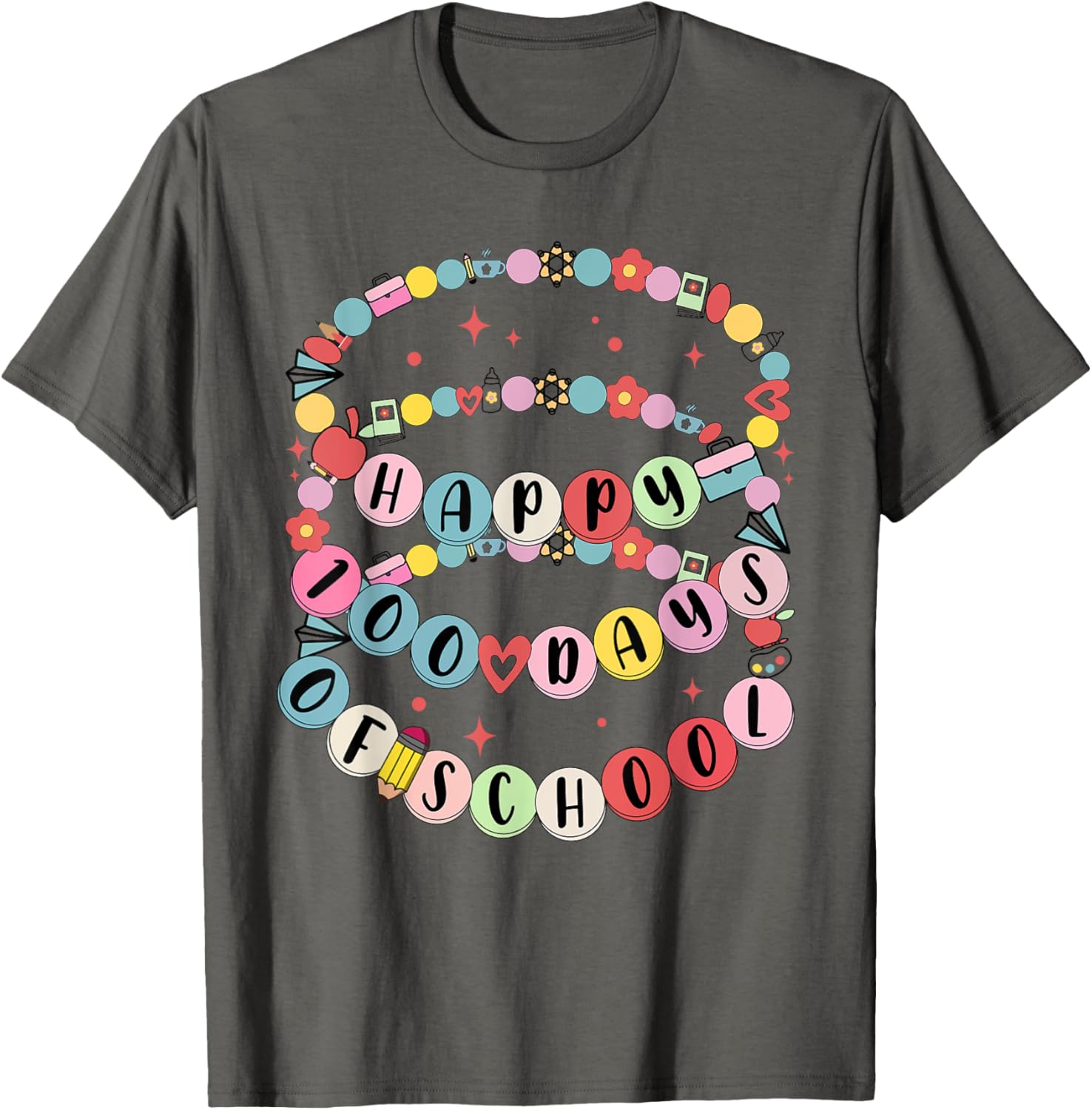 Cute Little Girl 100 Days Of School Friendship Bracelet T-Shirt - 7