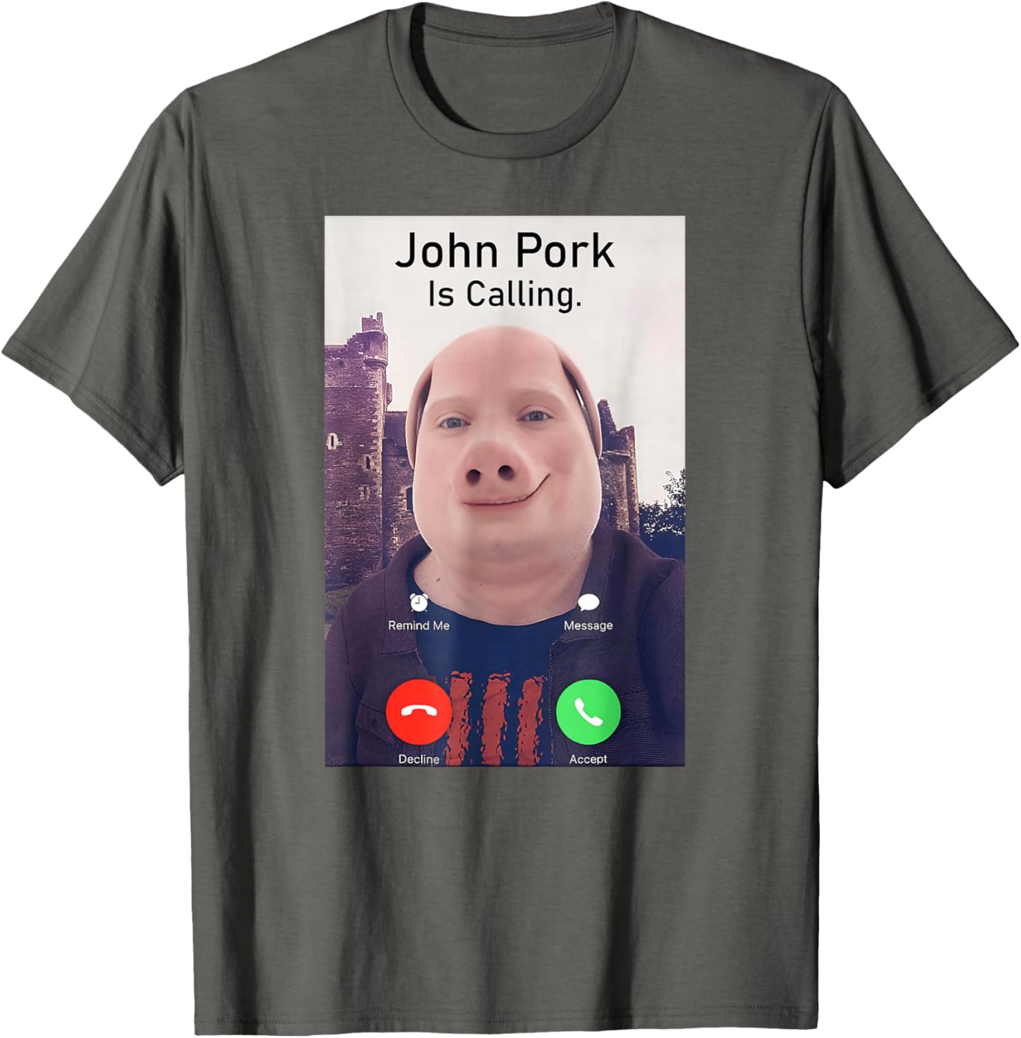 John Pork Is Calling Funny Sarcastic Answer Phone Humor T-Shirt - 4